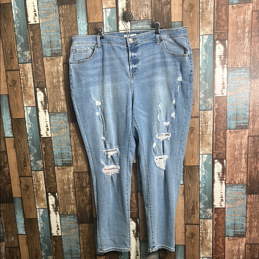 Lane Bryant Light Blue Distressed Straight Leg Jeans